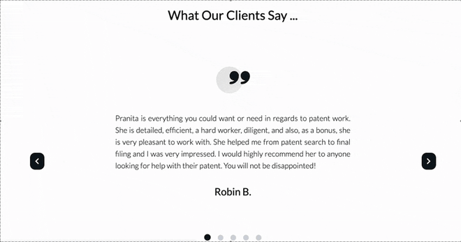 Testimonials of the homepage